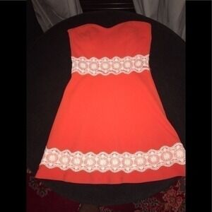 Illa Illa Orange Strapless Dress Size Medium